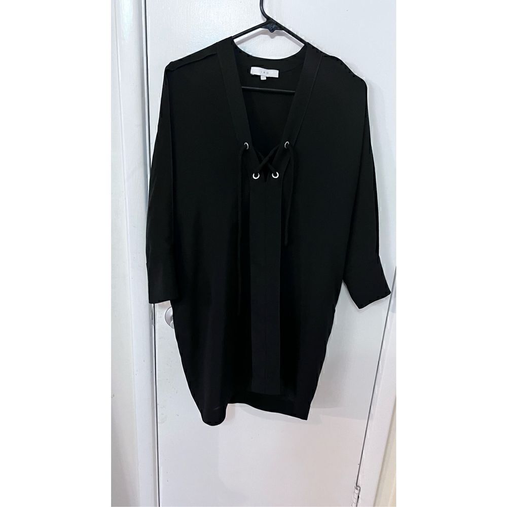 IRO ALESSI MINI TUNIC LACE UP DRESS BLACK WOMENS SIZE 34 US XS